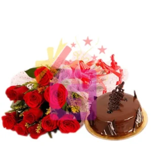 Send 1lbs cake with 12 rose