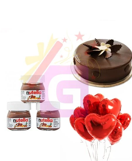 2lbs Chocolate Cake With 5 Baloons And Nutella Send 2lbs Chocolate Cake With 5 Baloons And Nutella