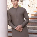 OLIVE GREEN BLENDED KAMEEZ SHALWAR BY J.