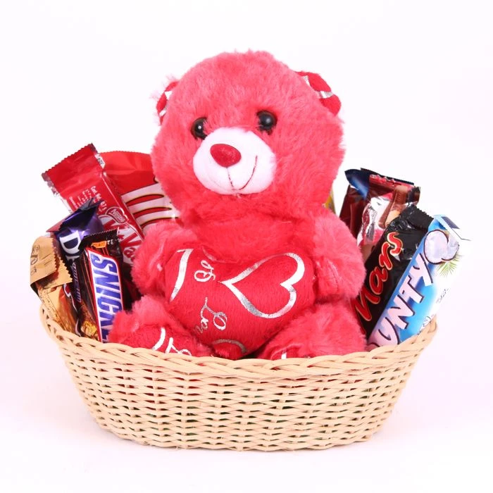 Chocolate and Teddy In Basket Giftinday Send Chocolate and Teddy In Basket Giftinday
