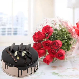 Send Chocolate cake with roses