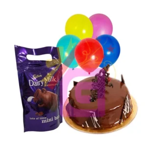 Send Dairy Milk With balloons and cake