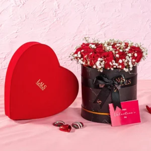 Send Flower Box With lals Chocolate Heart Box