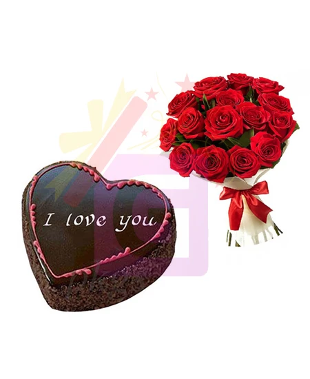Heart Cake With Roses Send Heart Cake With Roses