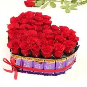 Send Heart Shape Arrangment With Rose