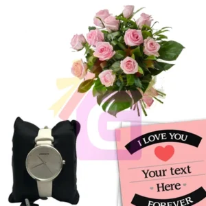 Send Ladies Watch , Roses , With Love You Card