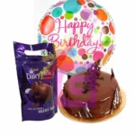 Send Special Birthday Balloon with Dairy Milk and cake