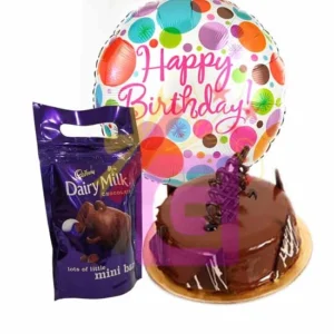 Send Special Birthday Balloon with Dairy Milk and cake