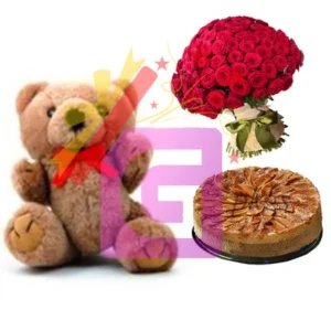 Send Teddy With Roses and Dry Cake