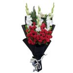 Red roses and gladiolus bouquet