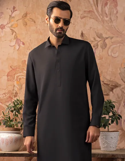 Junaid Jamshed Black Shalwar Kameez - Image 2