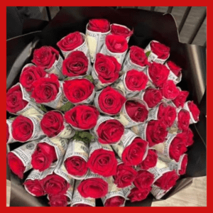 Cash Bouquet with Roses round