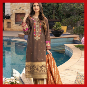 3 Piece Jacquard Suit-Embroidered (Unstitched) Limelight