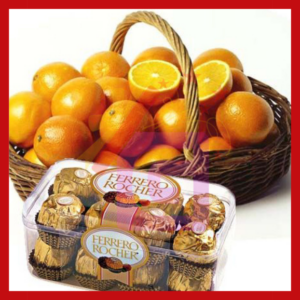 Orange Basket With 16 Pcs Frerro Rocher