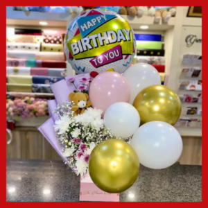 Birthday Box flowers and Balloons