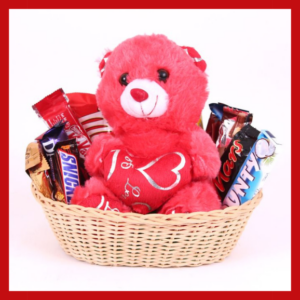 Chocolate and Teddy In Basket | Giftinday