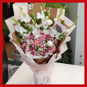 Pink And  White Shaded Bouquet