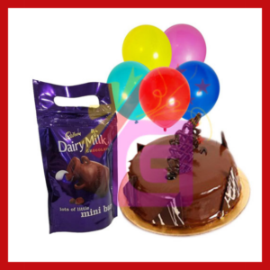 Dairy Milk With balloons and cake