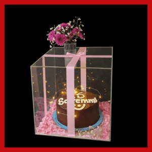 Cake With Acrylic Box For Girl