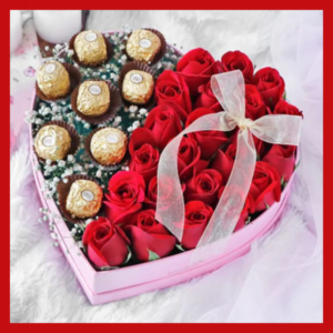 flower and chocolate heart box