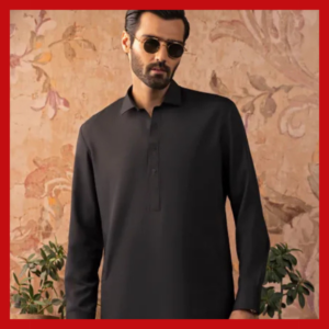 Junaid Jamshed Black Shalwar Kameez