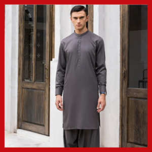 MUD BROWN BLENDED UNSTITCHED KAMEEZ SHALWAR FABRIC   BY J.