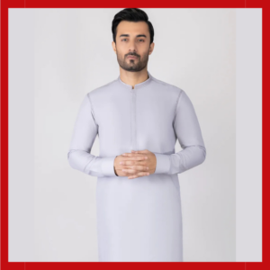 LIGHT GREY BLENDED KAMEEZ SHALWAR  BY J.