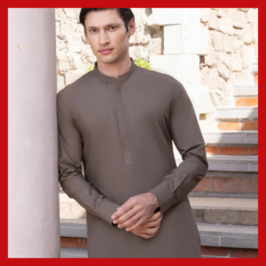 OLIVE GREEN BLENDED KAMEEZ SHALWAR BY J.