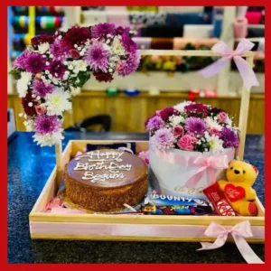 Decorated Flower basket with cake