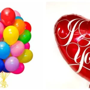 Send 2 Dozen Mix Baloons With 1 Heart Shape Baloons