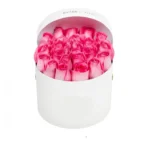Send 20 Imported Pink Roses In Round Box