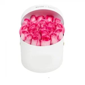 Send 20 Imported Pink Roses In Round Box