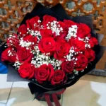 Send 20 Red Roses Bouquet With Gipso