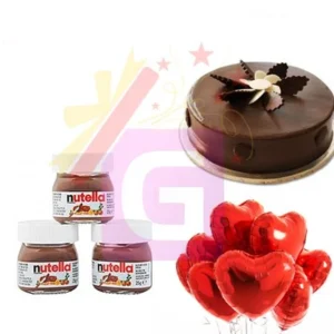 Send 2lbs Chocolate Cake With 5 Baloons And Nutella