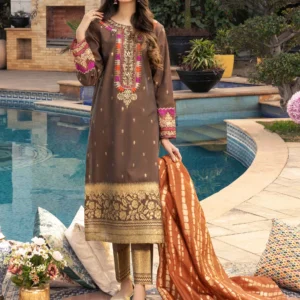 Send 3 Piece Jacquard Suit-Embroidered (Unstitched) Limelight