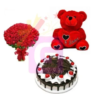 Send 36 Rose with Teddy And Cake