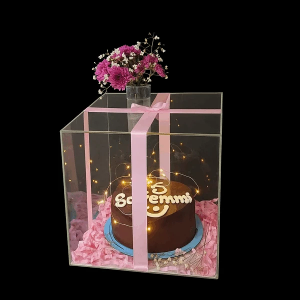 Send Cake With Acrylic Box For Girl