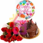 Send Cake with balloon and rosesa