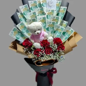 Send Cash Bouquet with Teddy Roses