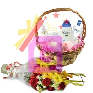 Send Dove Basket With Roses