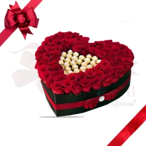 Send Heart Box Of Chocolate And Roses – Giftinday