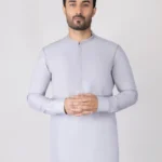 LIGHT GREY BLENDED KAMEEZ SHALWAR BY J.