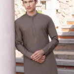 Send OLIVE GREEN BLENDED KAMEEZ SHALWAR BY J.