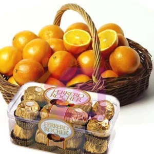 Send Orange Basket With 16 Pcs Frerro Rocher