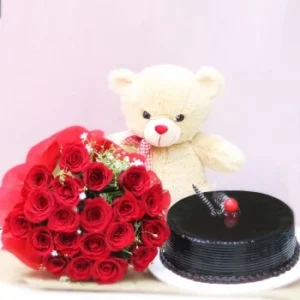 Send Teddy Cake Roses
