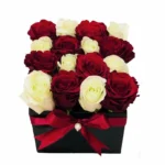 red and white roses box