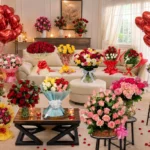 Romantic Rose Paradise with 20 Heart Balloons