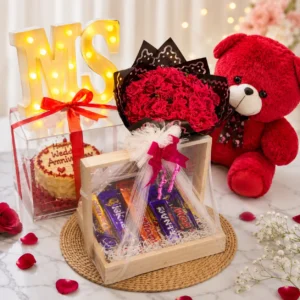 Romantic anniversary gift arrangement with roses
