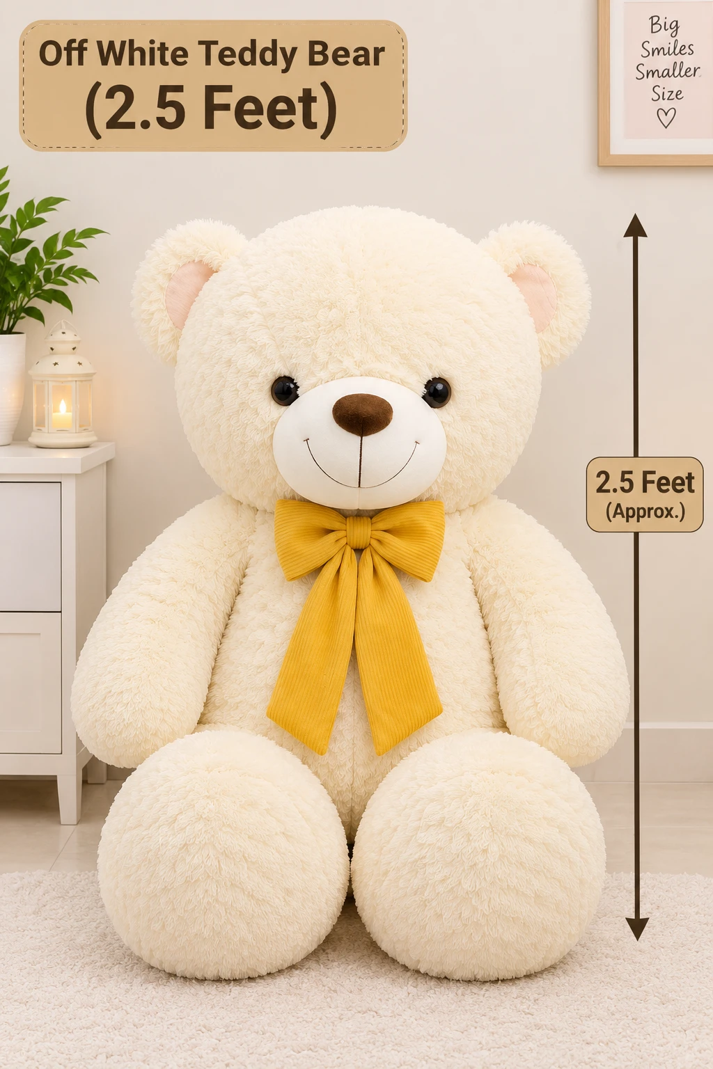 Off White Teddy Bear – 2.5 Feet Off White Teddy Bear – 2.5 Feet