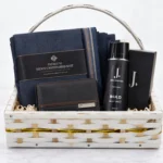 Pakistani men's gift basket with unstitched suit body spray and wallet
